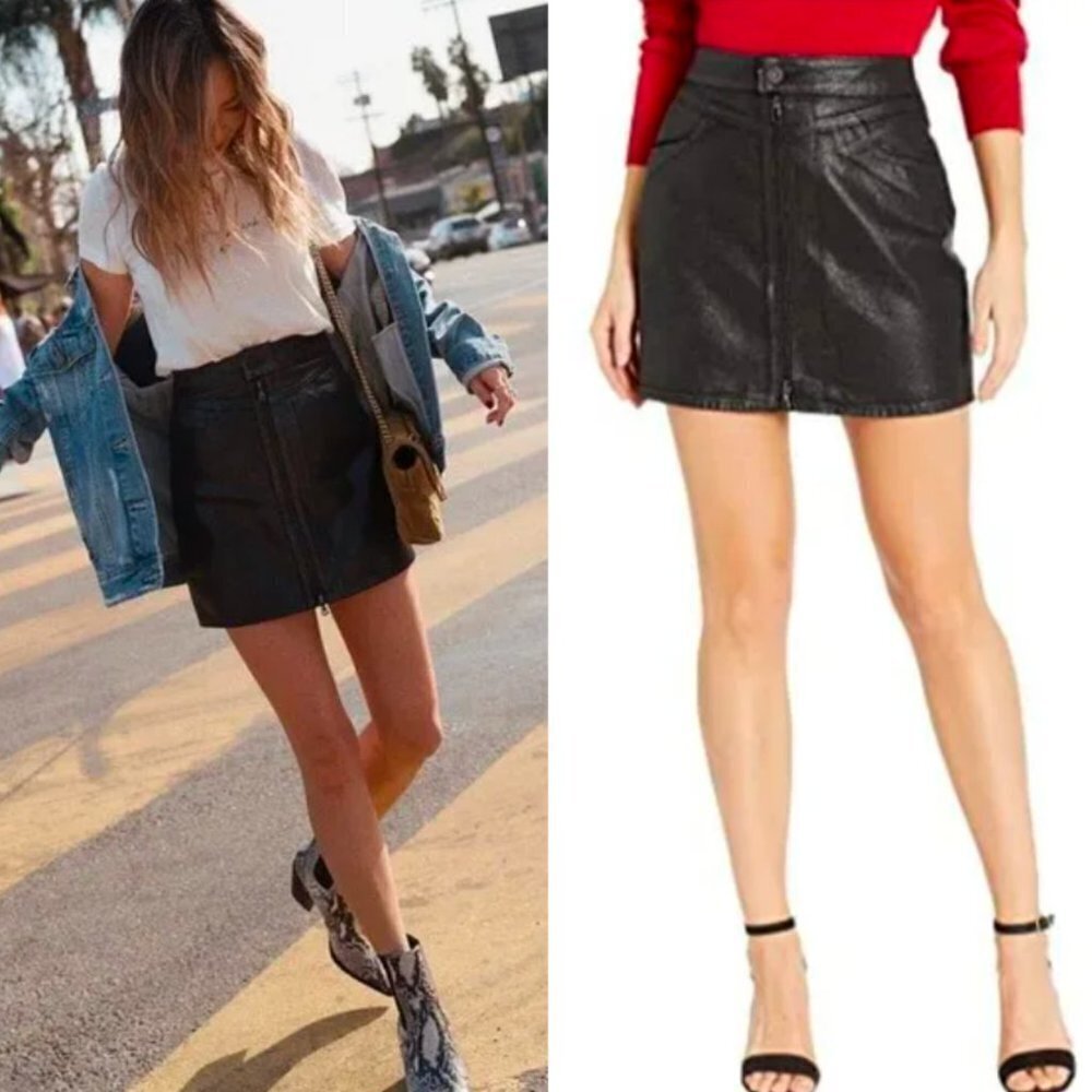 🦋 NEW Paige Jamine Sparkle Mini Skirt Zip Front Size 28